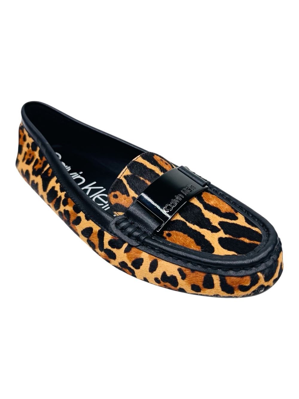 Calvin Klein Lisette Leopard Print Calf Hair Slip On Loafer Womens Size 8